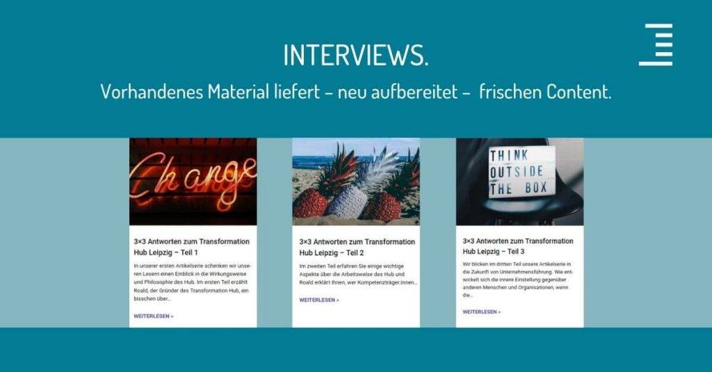 Corporate Blog altes Material fuer neue Blogbeitraege