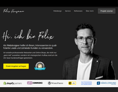 Startseite Referenzprojekt Webdesigner Felix Kausmann