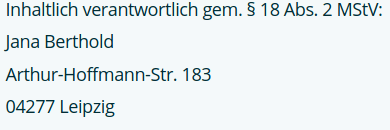 Name und Adresse der Webseiteninhaberin