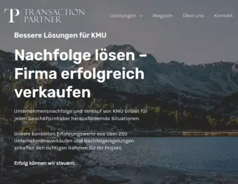 Startseite von Transaction Partner AG.